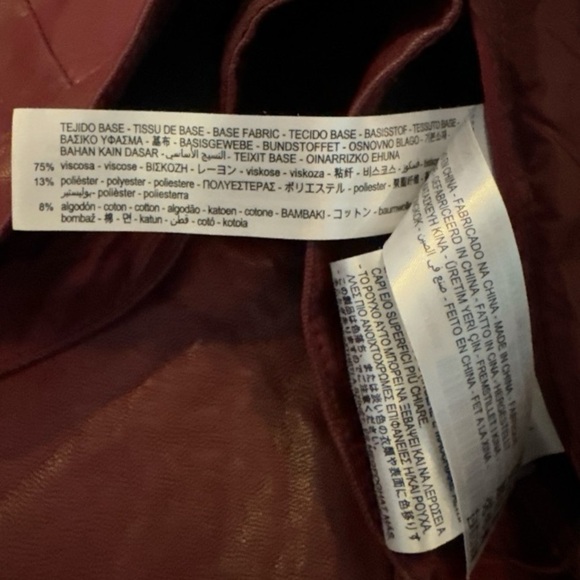 ZARA Garnet Faux Leather Mini Skirt Sz M Maroon Fall Pockets Chic - Picture 7 of 13